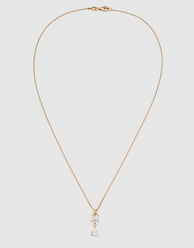 Elli Jewelry - Necklace Crystal Drop 925 Sterling Silver Gold-Plated