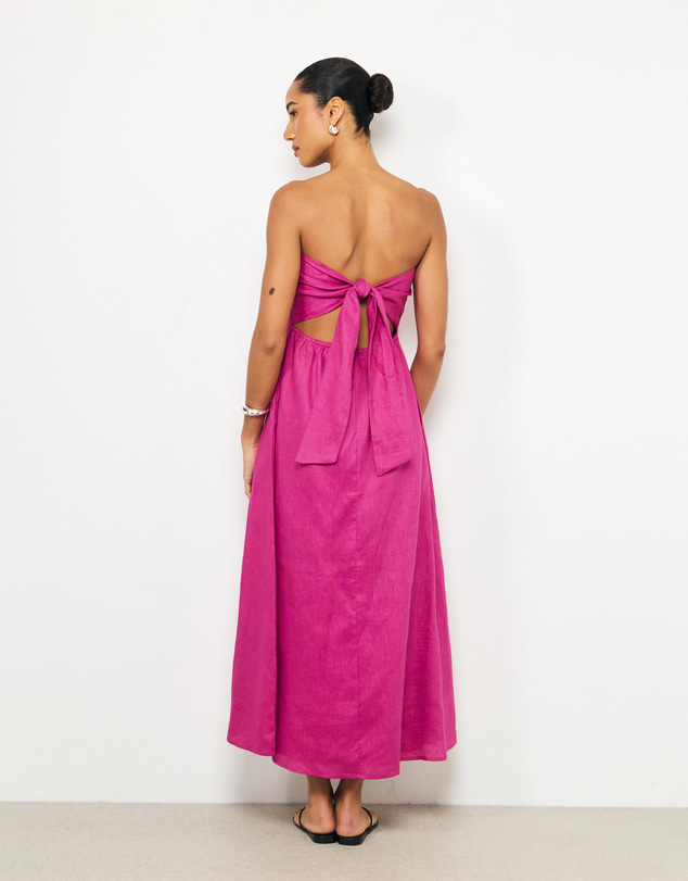AERE - Florence Linen Strapless Maxi Dress