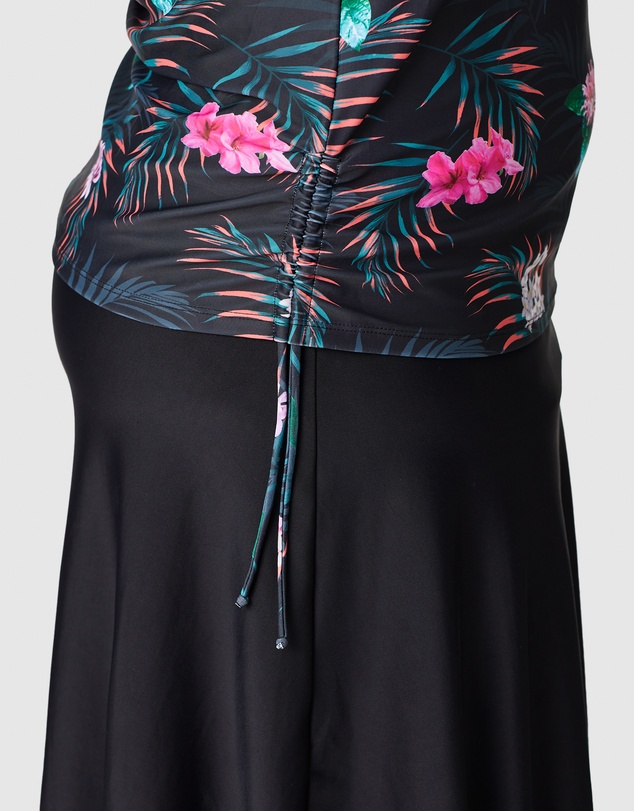 Modest Mermaid - Flowering zip 3/4 top SPF50+