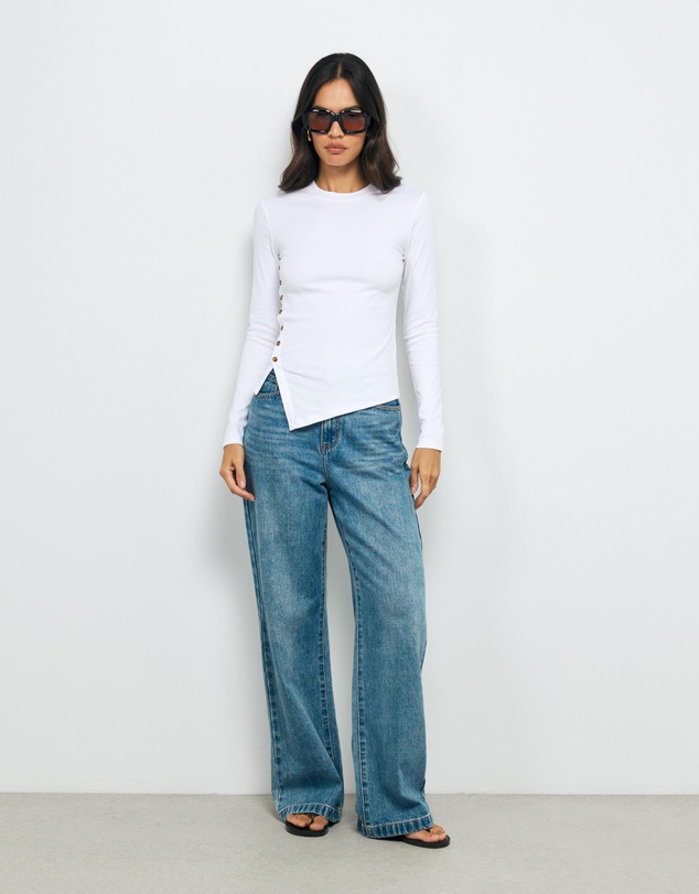 AERE - Amelie Asymm Buttoned Top