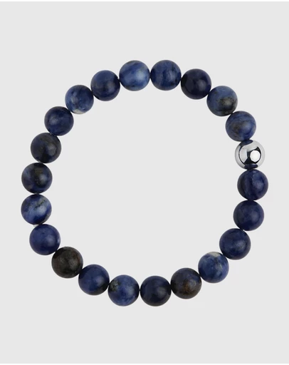 Najo - Apollo Men's 10mm Sodalite & Steel Elasticised Bracelet