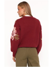 Petal & Pup - Ford Sweater - Burgundy Pink Floral