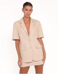 Petal & Pup - Brielle Short Sleeve Blazer Top - Beige