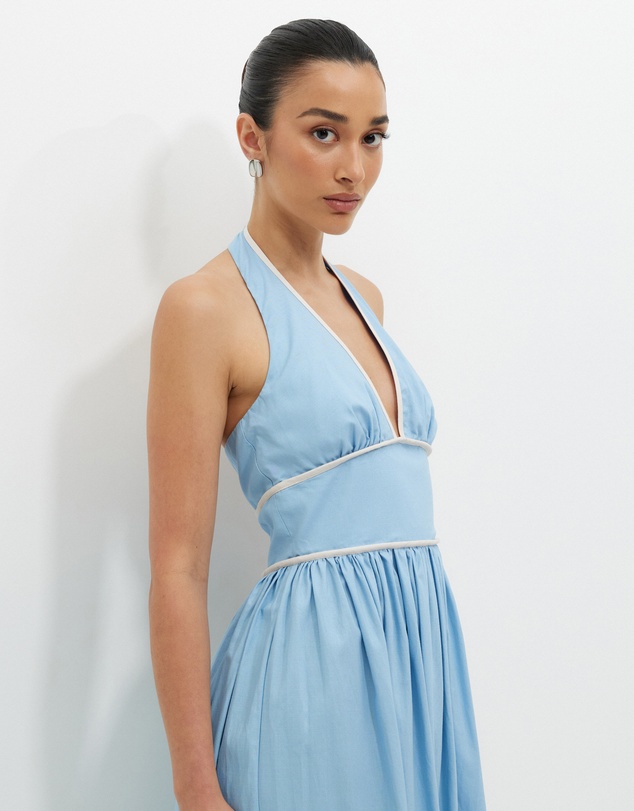 Calli - Contrast Bind Halter Midi Dress
