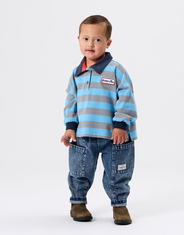 Goldie + Ace - Rugby Stripe Terry Sweat Top - Babies-Kids