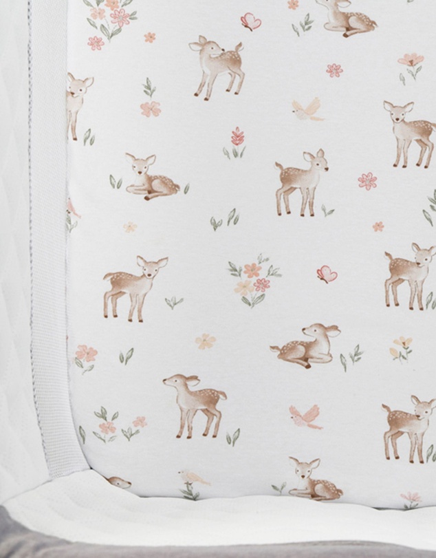 Living Textiles - 2 Pack Organic Bedside Sleeper Fitted Sheet - Fawn Fables