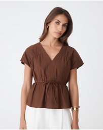 Forcast - Bronte Cotton Drawstring Top