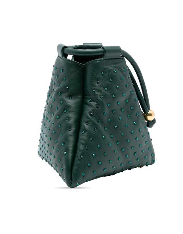 Pre-Loved by Azura Reborn - Pre-Loved Mini Lambskin Crystal Embellished Triangle Handbag