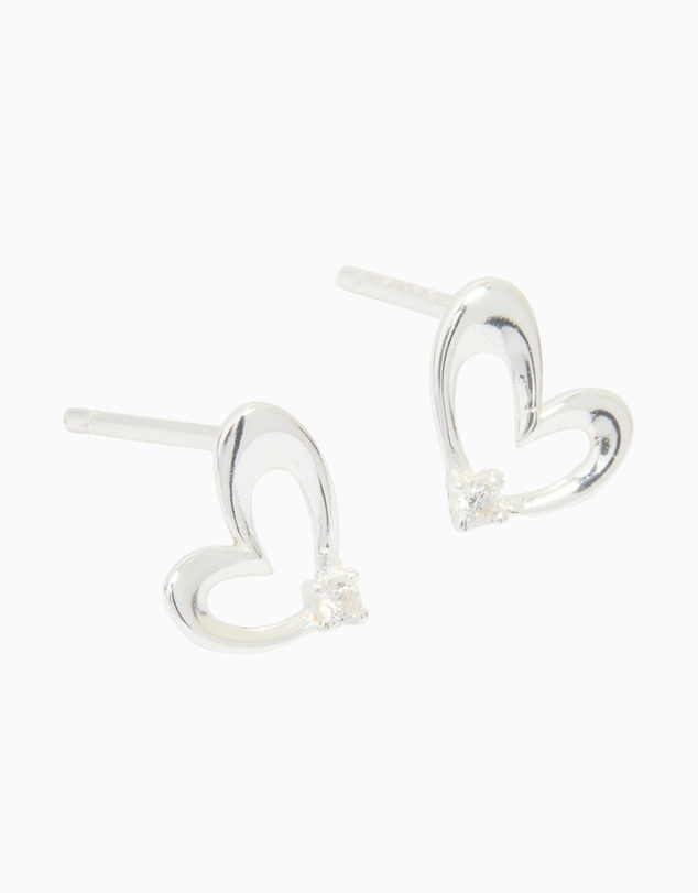 Lovisa - Sterling Silver Cubic Zirconia Heart Stud Earrings