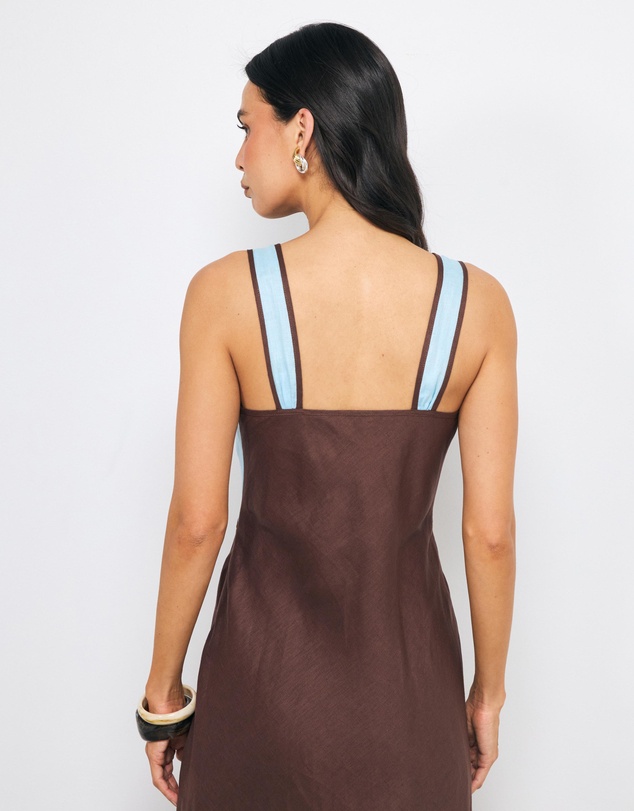 AERE - Eila Contrast Linen Slip Midi Dress