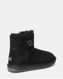EVERAU - Australian Shepherd Ugg Mini Button Sheepskin Upper UGG Boots