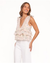 Petal & Pup - Yana Ruffle Top - Pastel Pink Floral