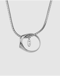 Diesel - Oval D Logo Silver tone Necklace