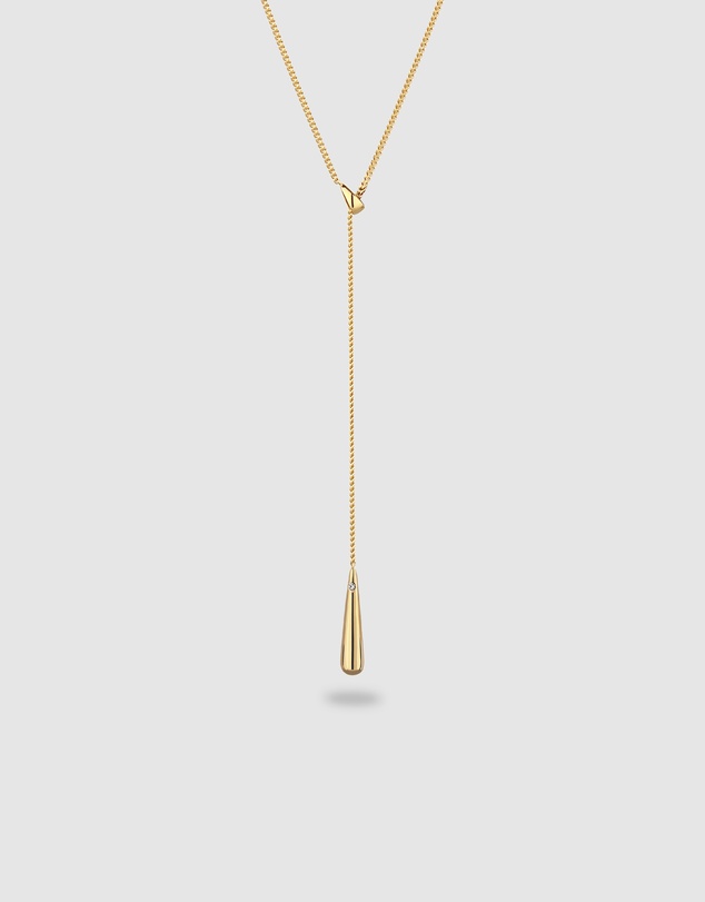 Elli Jewelry - Necklace Y-Shape Drop Crystal 925 Sterling Silver Gold-Plated