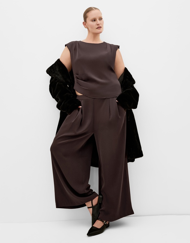 City Chic - Plus size Jett Wide Leg Pant - espresso