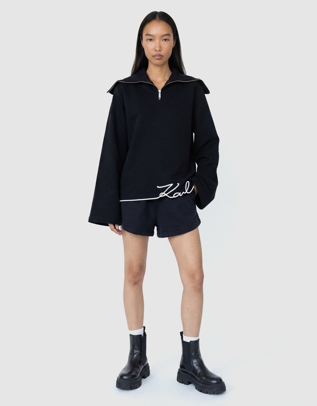Karl Lagerfeld - Signature Hem Half Zip Up Sweatshirt