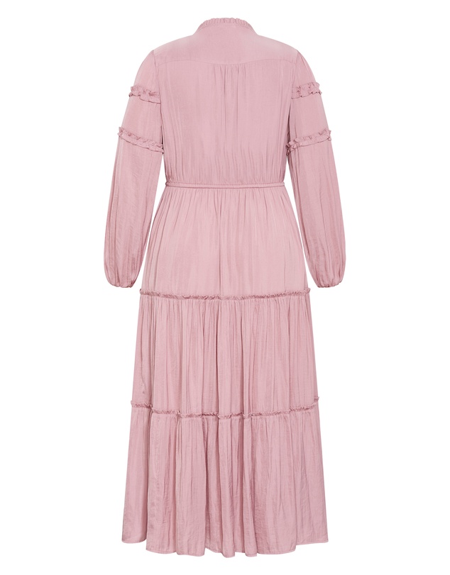 City Chic - Plus size Drama Queen Long Sleeve Maxi Dress - dusty pink