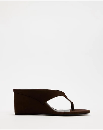 AERE - Pixie Suede Thong Wedges - Women's