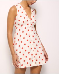 AERE - Ava Polka Dot Linen Mini Dress