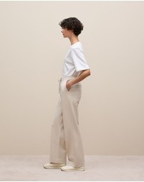 Trenery - Ponte Pintucked Wide Leg Pant in Stone