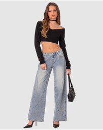 EDIKTED - Lainey V Neck Knit Crop Top