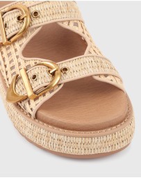 Betts - Vacay Raffia Platform Slide Sandals