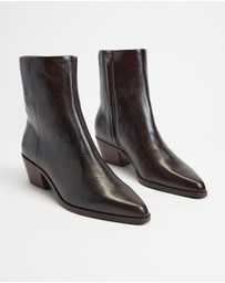 AERE - Smooth Leather Cowboy Ankle Boots