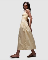 TOPSHOP - Shirred Bust Dropped Waist Midi Poplin Dress