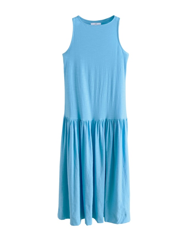 NEXT - Sleeveless Drop Waist 100% Cotton Crew Neck Midi Dress
