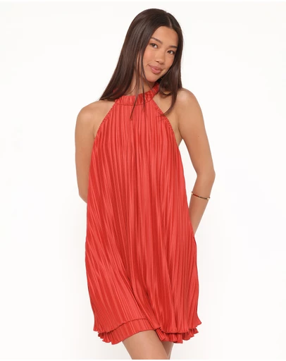 Petal & Pup - Tyra Halterneck Mini Dress - Red