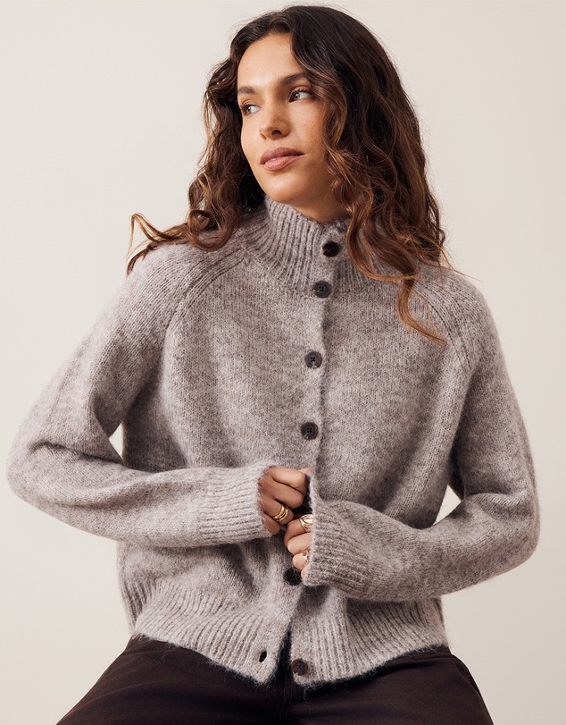 Ceres Life - Riley Funnel Neck Tab Cardi