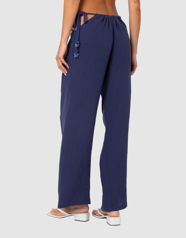 EDIKTED - Leoni Side Tie Cotton Gauze Pants