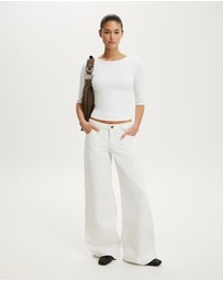 Cotton On - Boat Neck 3/4 Sleeve Top