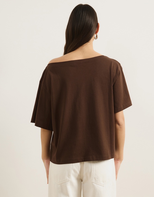 Atmos&Here - Sadie Oversized Cotton Boat Neck T-Shirt