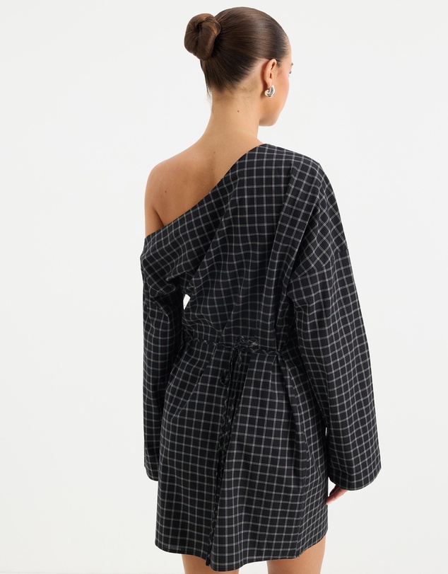 Calli - Lucy Off Shoulder Check Mini Dress