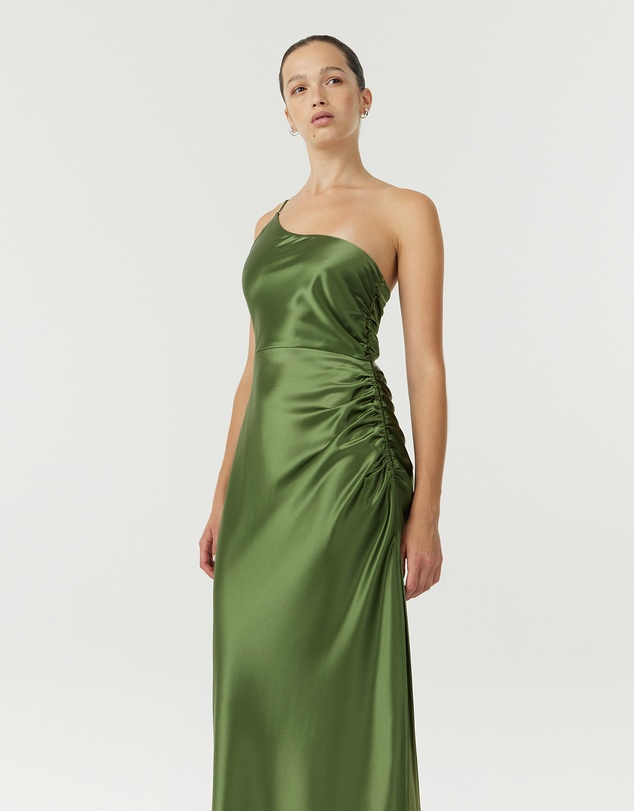 Third Form - Satin Gather One Shoulder Dress