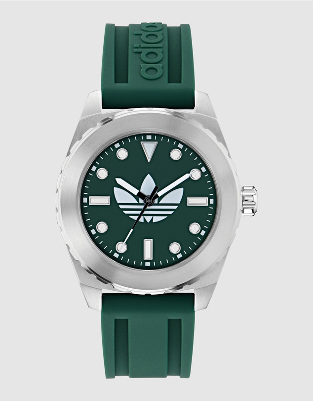 adidas Originals - Discoverer One Steel 44mm Green Silicone Watch