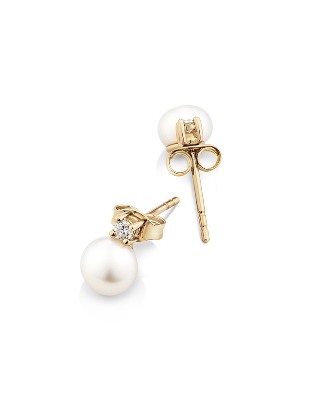 Michael Hill - Drop Earrings with Cultured Freshwater Pearl & Cubic Zirconia in 10kt Yellow Gold