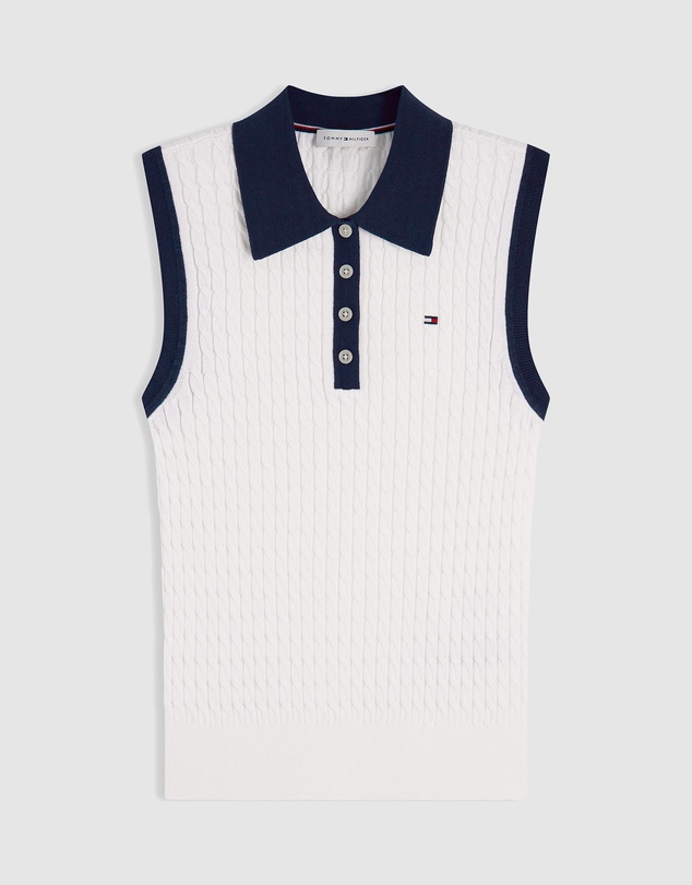 Tommy Hilfiger - Fine Gauge Cable Sleeveless Polo