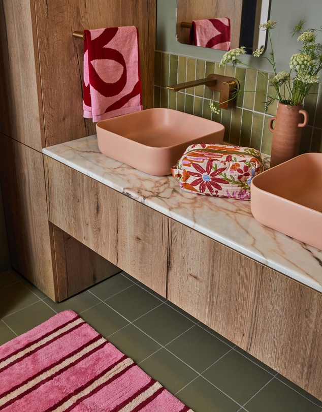 Mosey Me - Raspberry Stripe Bath Mat
