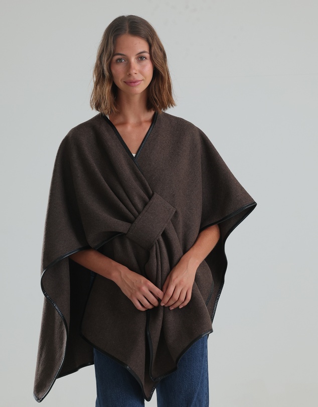 Morgan & Taylor - Jane Bias-Edged Poncho Chocolate Brown