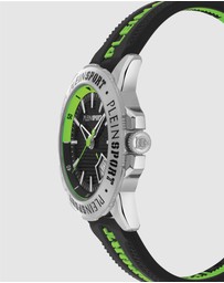 Plein Sport - Plein Rampage 44mm Black dial and Black Green Silicone strap