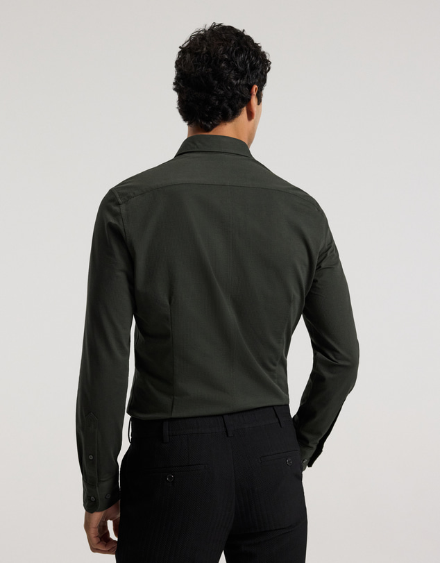 Calibre - Textured Knit Stretch Shirt Dark Khaki