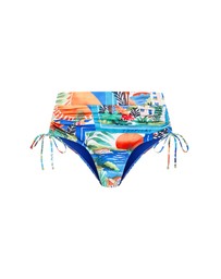City Chic - Positano Print Hi Waist Bikini Brief - blue