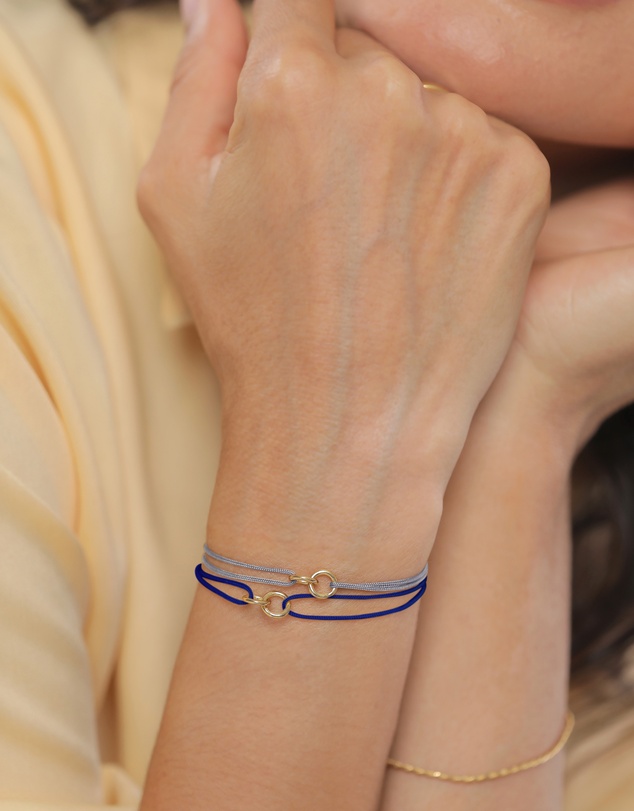 Elli Jewelry - Bracelet Set Women Circle Infinity Steel Blue and Marine Blue 925 Sterling Silver Gold Plated