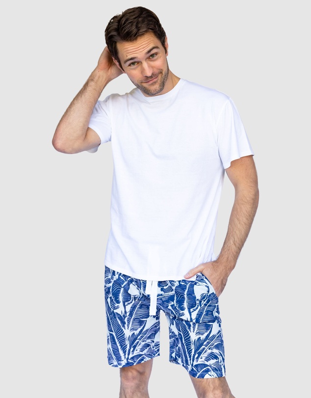 Sant And Abel - Men's Martinique® Blue Banana Leaf Sleep Shorts