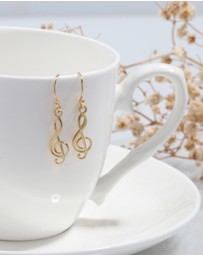 Elli Jewelry - Earrings Ear Hanger Music Clef Cut-Out in 925 Sterling Silver Gold Plated