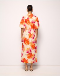AERE - Linen Puff Sleeve Relaxed Shirt Dress