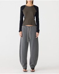Bassike - Fleece Barrel Leg Trackpants