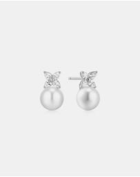 Ania Haie - Silver Shell Pearl & Lucky Clover Stud Earrings